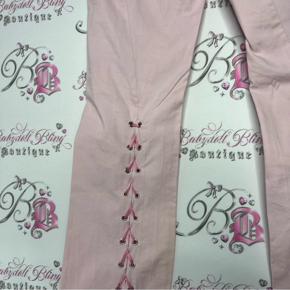 Versace jeans couture pink corset back lace up ribbon pants y2k rare iconic - Picture 9 of 16